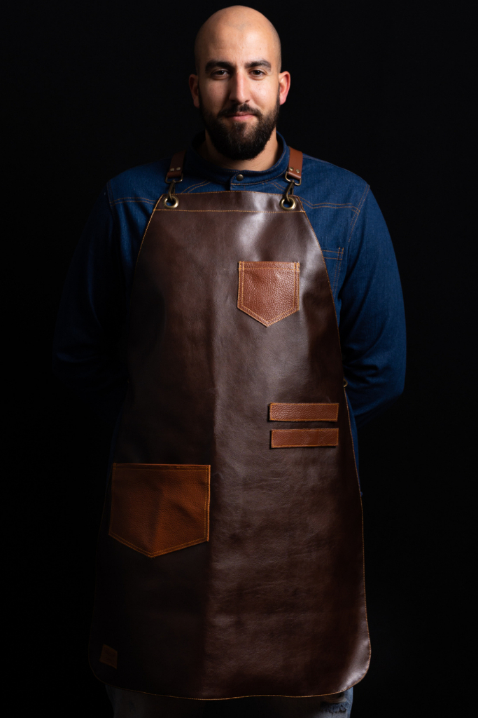 Leather Apron in Brown with Adjustable Straps & Customized Logo